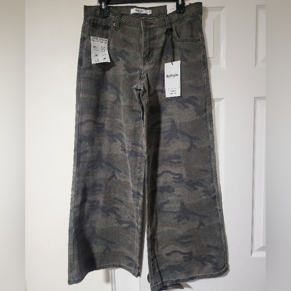Brand New With Tags Refrain Camo Printed Wide Leg Pants